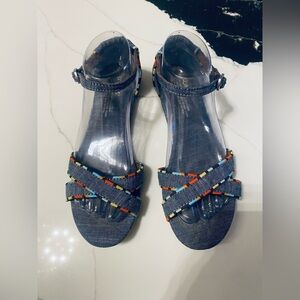 Toms Denim Sandals with Colorful Accents